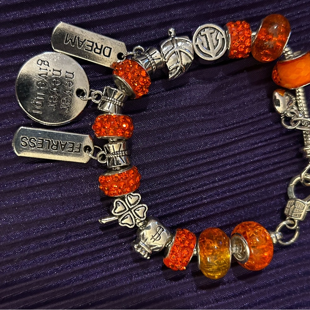 Orange and Silver Charm Bracelet